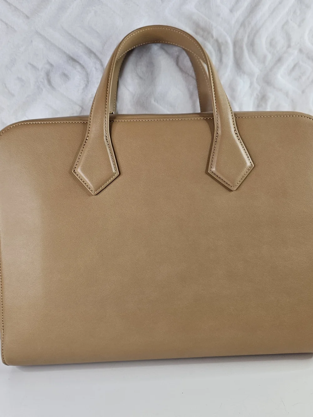 Tan Leather Top-Handle Briefcase